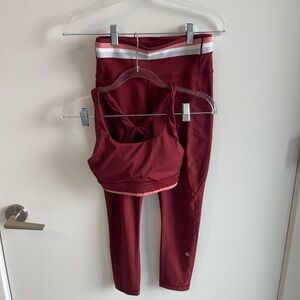 Athleta Red Athletic Leggings and Sports Bra Set